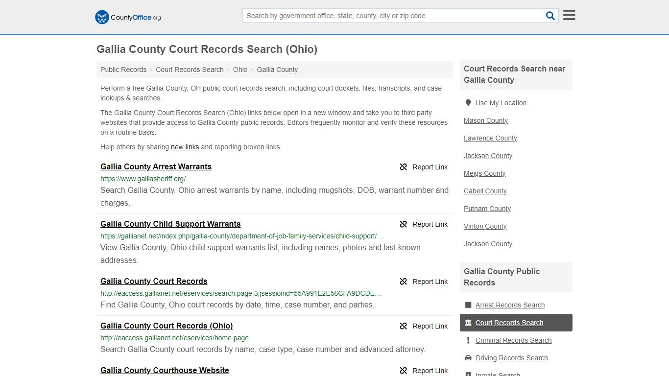 Gallia County Court Records Search (Ohio) - County Office
