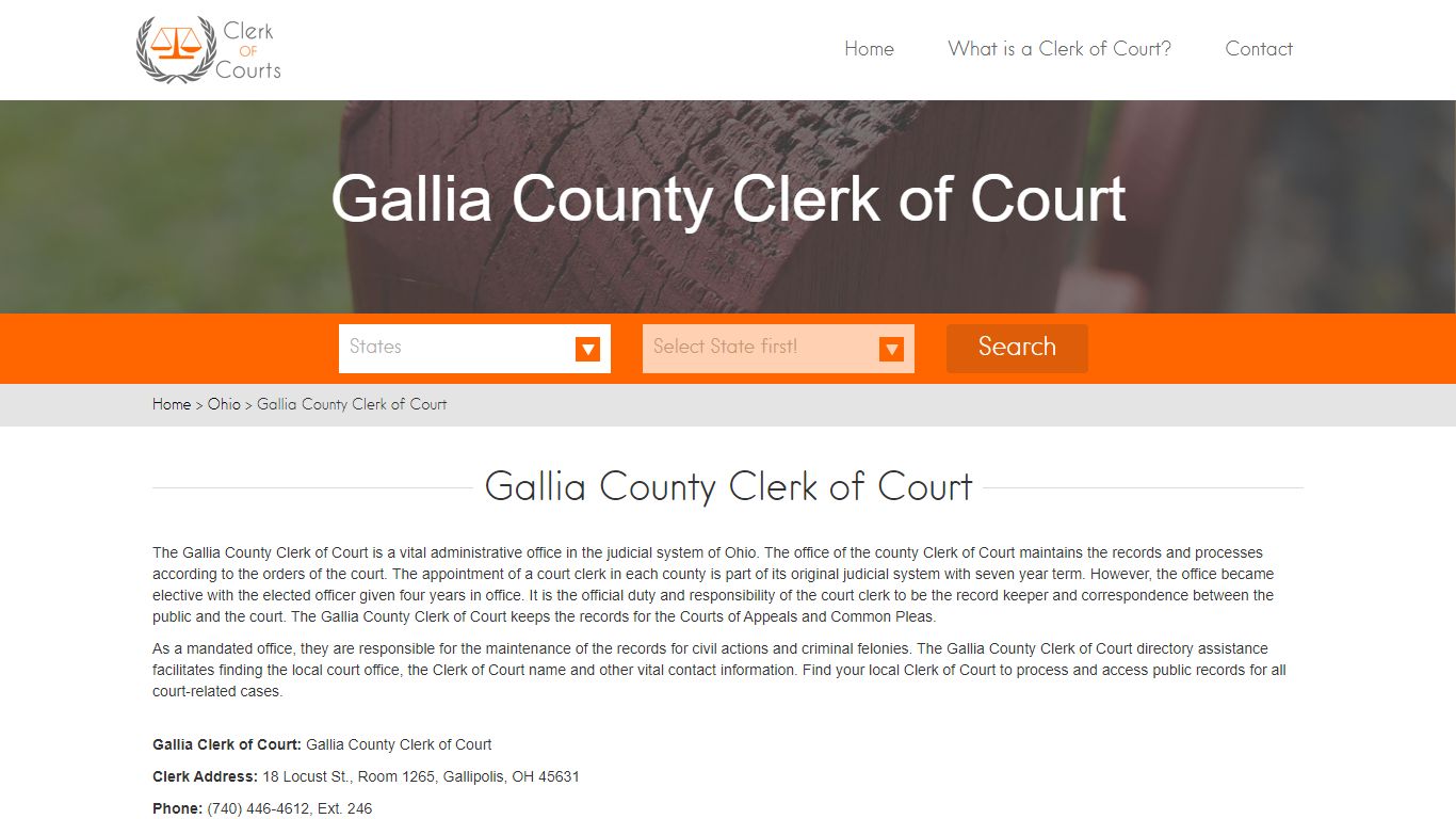 Find Your Gallia County Clerk of Courts in OH - clerk-of-courts.com